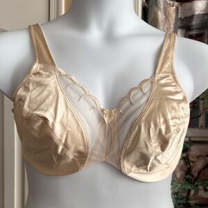 Cabernet Satin & Sheer Underwire Bra in Champagne